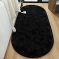thumbnail image 4 of Alfombra de dormitorio LOCHAS, 83 x 160 cm, suave, ovalada, negra, 4 of 6