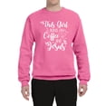 thumbnail image 2 of Wild Bobby This Girl Runs On Coffee And Jesus Inspirational/Christian Unisex Crewneck Graphic Sweatshirt, Neon Pink, Medium, 2 of 5
