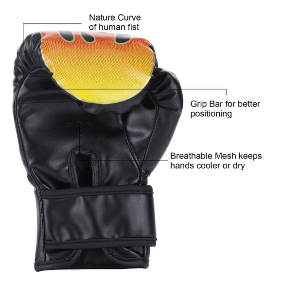 1 Pair Kids Boxing Gloves Punching Sparring Punch Training Comfortable Workout Fight Exercise Mitts Boys Train Gym Glove Hand Protector Black
