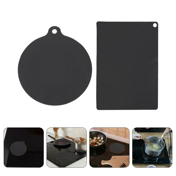 CIMAXIC 2Pcs Black Silicone Pads for Kitchen Heat Resistant Mat for Cooker