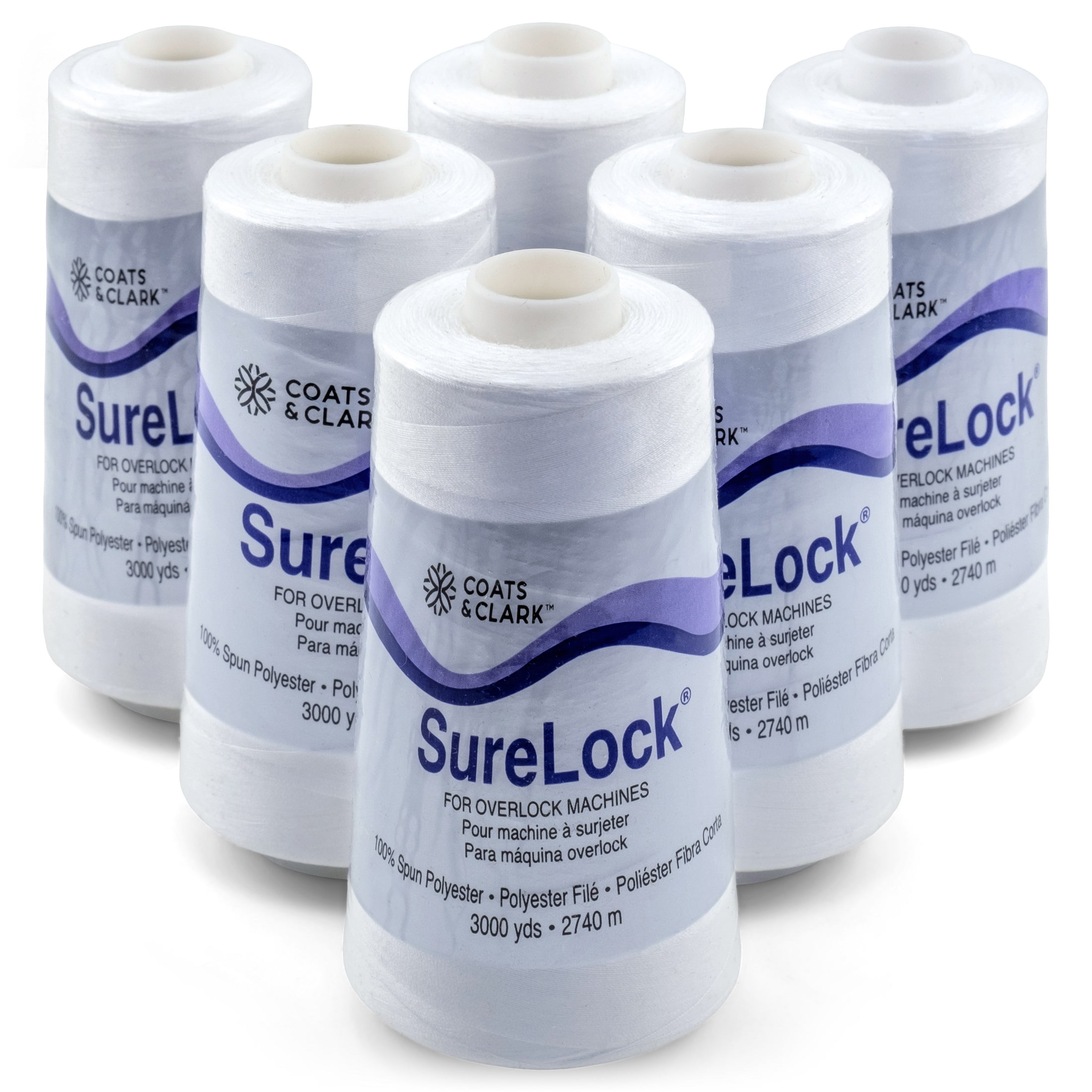 Coats & Clark™ Surelock Polyester Serging Thread, White, 3000 Yards 40 ...