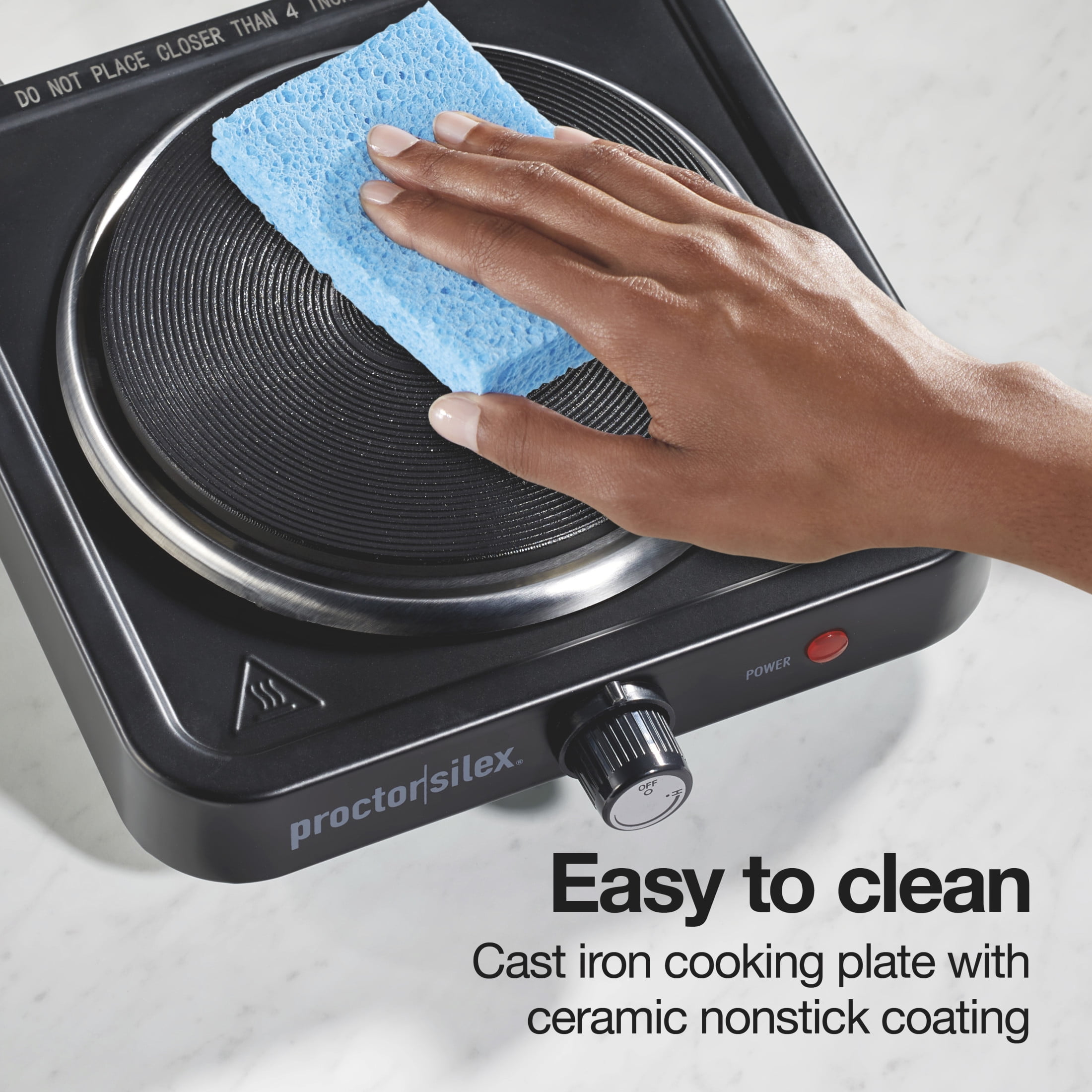 Proctor Silex Countertop Single Electric Burner with Adjustable Temperature, Portable, Black