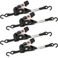 thumbnail image 1 of 1' x 6' Retractable Ratchet Straps, 1600 lbs Strength, Break 4 Pack, Self Retracting Tie Downs, 1 of 5