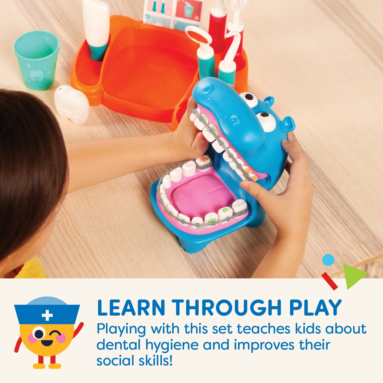 Battat Hippodontist Dentist Plastic Play Set with 14 Accessories, Toddler and Preschool Toys  (图5)