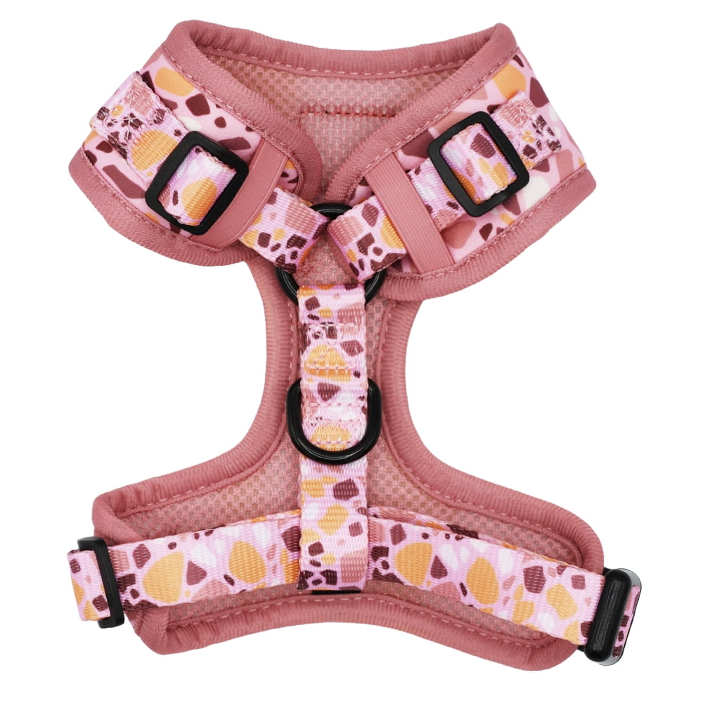 Sassy Woof Comfort Dual-Clip Adjustable Dog Harness - Pink Terrazzo, Extra Small