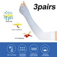 thumbnail image 2 of Mangas de protección para conducir para hombres y mujeres, guantes de compresión, cubiertas de tatuaje para brazo de enfriamiento con orificio para el pulgar, 3 pares, 2 of 6