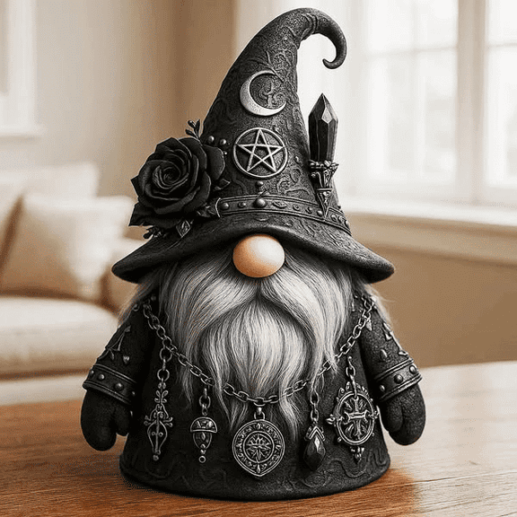 Gothic Wizard Gnome Figurine Collectible, Gothic Gnomes Resin Statue Décor, Fantasy Wizard Shelf Table Tier Tray Ornament for Indoor Fall Christmas Home Decoration Gift