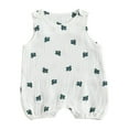thumbnail image 1 of Barboteuse d'Été Sans Manches pour Bébés Garçons Filles Imprimé Cactus Coton Lin Combinaisons Combinaisons de Jeu, 1 of 6