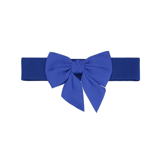 CINTURÓN ELÁSTICO ANCHO PARA MUJERES TALLA PLUS INSPIRE CHIC, DECORACIÓN DE CINTURA CON LAZO, CINTURONES DE MODA VERSÁTILES 26.0-33.5" AZUL