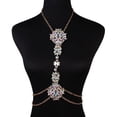 thumbnail image 3 of Collar de cintura pequeña para mujer, de moda europea y americana, con incrustaciones de diamantes, joyería, cadena de clavícula con flores exageradas, cadena corporal, 3 of 6