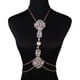 thumbnail image 3 of Collar de cintura pequeña para mujer, de moda europea y americana, con incrustaciones de diamantes, joyería, cadena de clavícula con flores exageradas, cadena corporal, 3 of 6