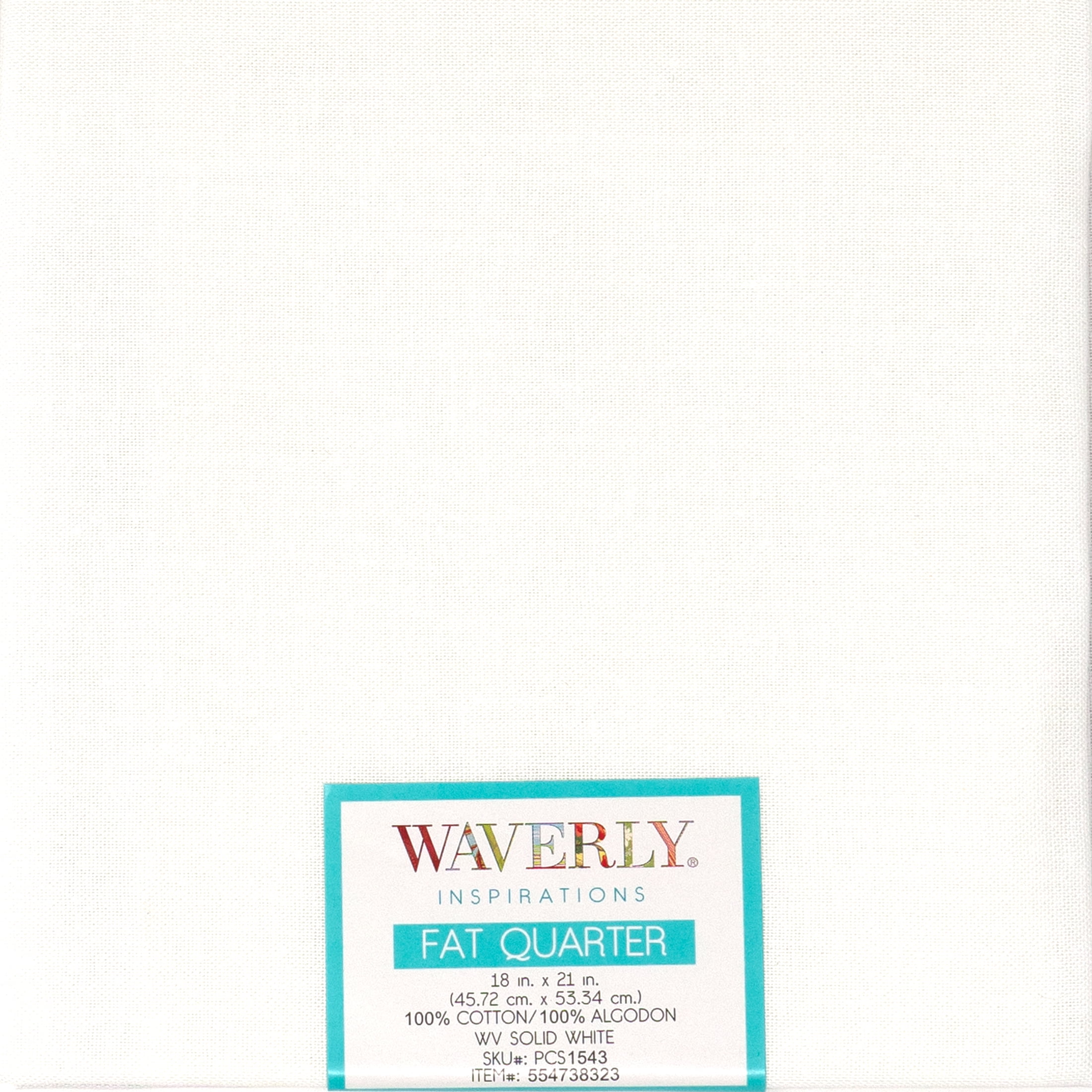 Waverly Inspirations Cotton 18" x 21" Fat Quarter Solid White Print Fabric, 1 Each