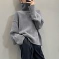 thumbnail image 2 of Sweaters For Women Turtleneck Ribbed Long Sleeve Pullover Oversized Loose Solid Color Sweater Jumper Tops, 2 of 8