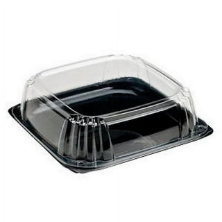 Avant Grub 12 inch Round Black Plastic Catering Trays with Lids, 5