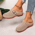 thumbnail image 5 of Purcolt Clogs for Women Comfortable Casual Hollow-out PU Leather Closed Round Toe Arch Support Slip On Flat Shoes Lightweight Memory Foam House Shoes with Buckle, 5 of 9