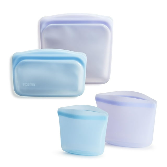 Bolsas reutilizables para almacenamiento de alimentos Stasher Premium Silicone, paquete de 4