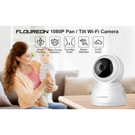 FLOUREON YI 1080p Home Camera, Indoor Wireless IP Security Surveillance System with Night Vision for Home/Office / Baby/Nanny / Pet Monitor with iOS, Android App - Cloud Service