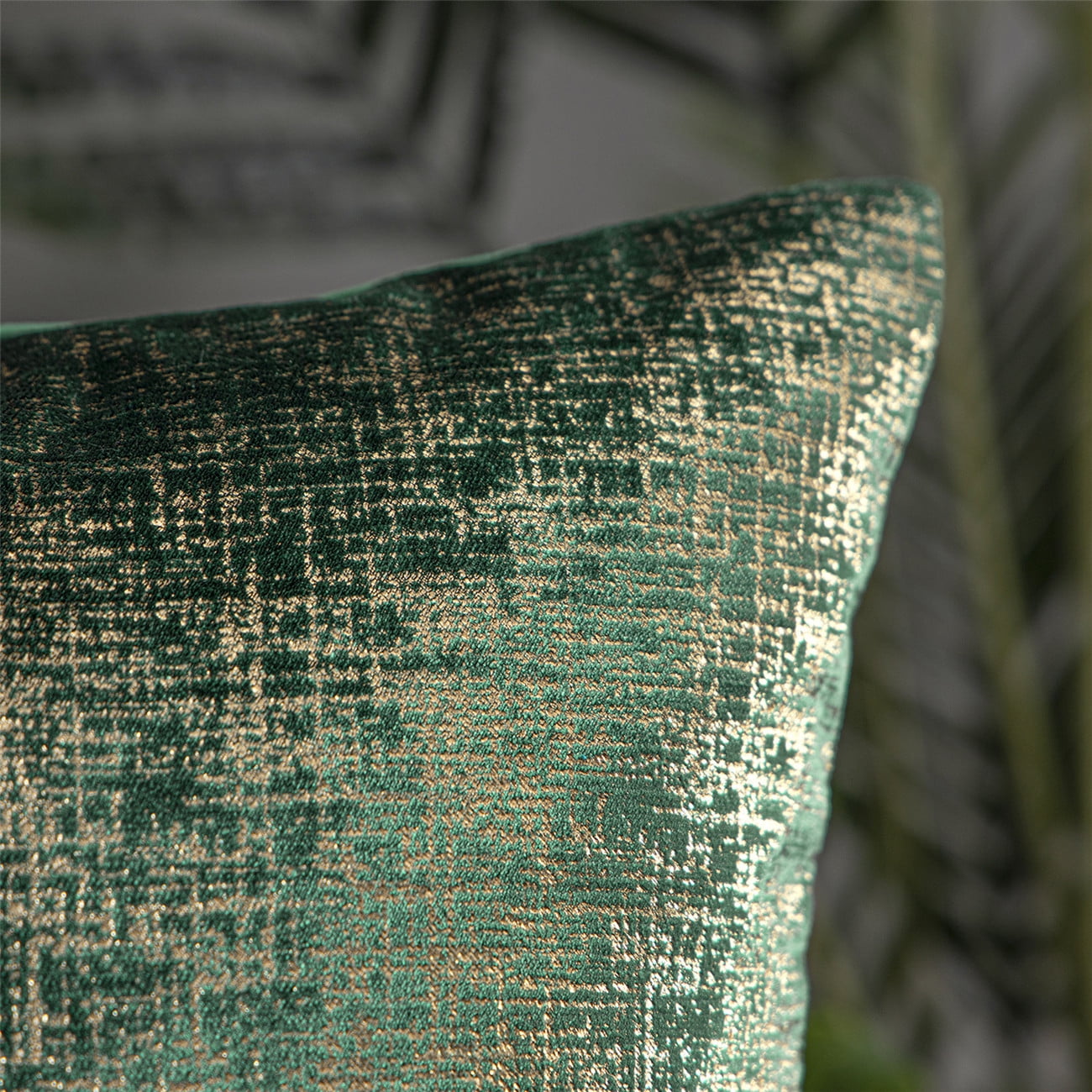 Phantoscope Bronzing Gold Foil Printed Cut Pile Velvet with Gilding Metallic Shiny Decorative Throw Pillow, 12" x 20", Green, 2 Pack