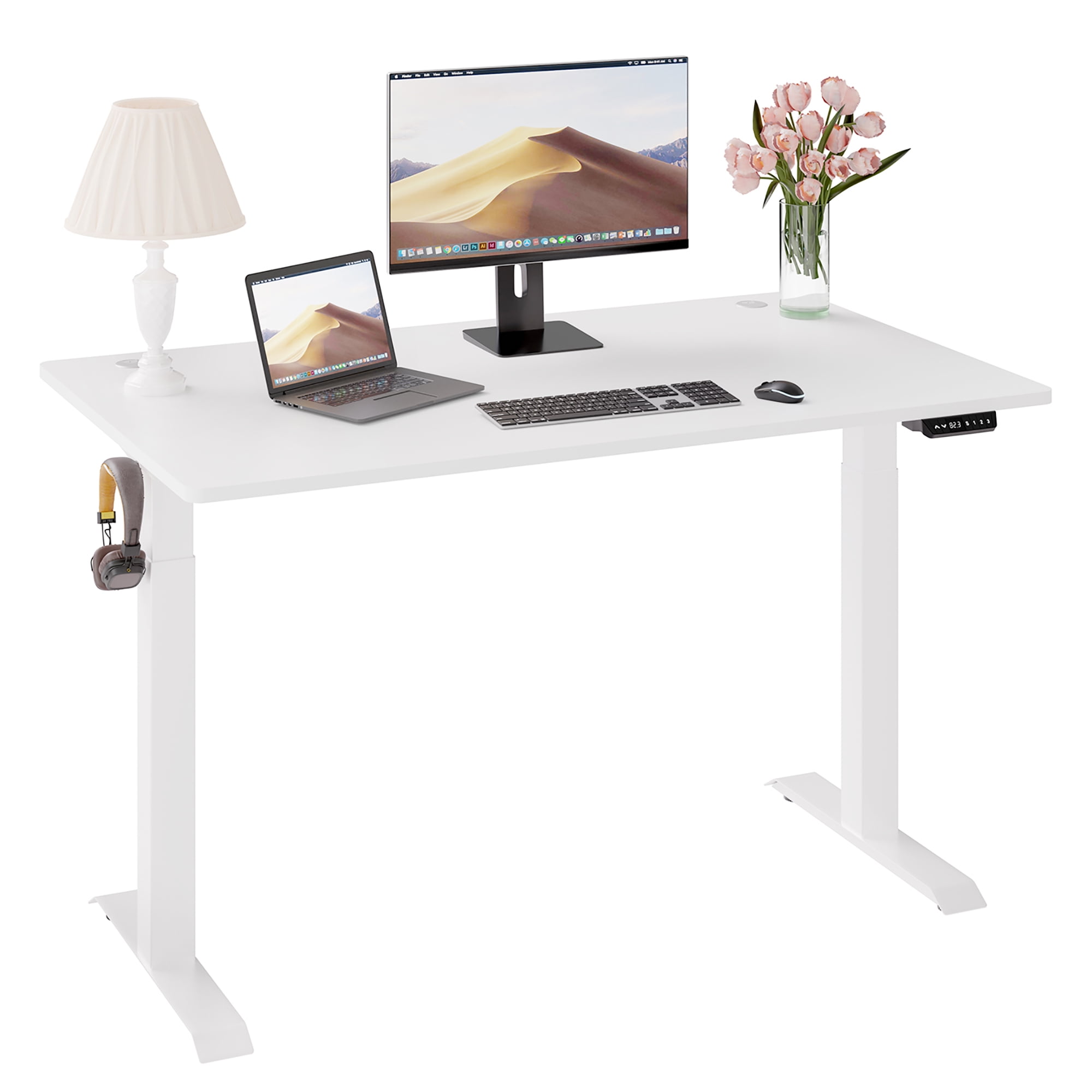 Sobaniilo 55'' x 24'' Electric Height Adjustable Standing Desk, Home Office Sit Stand Desk  Stand Up Computer Workstation, White
