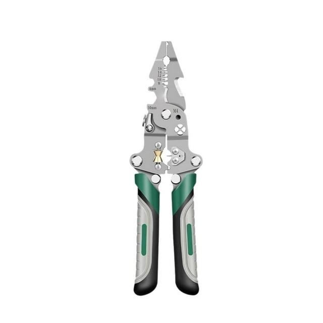3 PC Foldable Wire Stripping Pliers Kit, Multi-Functional High-Carbon Steel Tool for Electricians, Wire Cutting, Stripping & Crimping with Pulley Winding, Compact Design