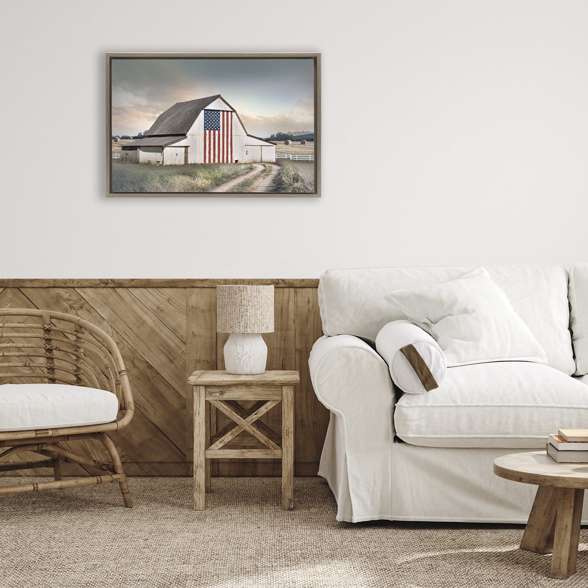 Stupell Industries Land That I Love Barn Brown Framed Floater Canvas Wall Art, design by CAD Designs