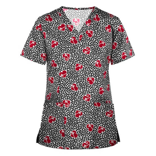 Snoarin Hauts de Travail Grande Taille pour Femmes Mode Manches Courtes Col Hauts Blouse Uniforme de Travail Chemise Uniformes de Travail pour Femmes en Solde