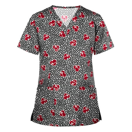 

Muxika Nursing Uniform for Womens Scrubs Tops Color Casual Working Uniform with Pocket V-Neck Work Utility & Safety Tops Nursing Worker Protective Clothing Top