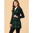 thumbnail image 4 of Abrigo De Cuadros De Invierno Doble Botonadura Solapa Con Muesca Para Mujeres Azul Marino Verde L, 4 of 6