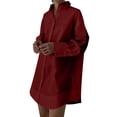 thumbnail image 2 of Endives Women's Oversized Shirt Solid Color V Neck Button Down Shirt Loose Long Sleeve Dressy Shirt Wine, 2 of 7