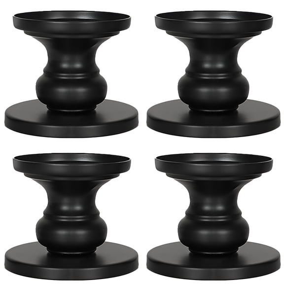 HIBIBUD 4Pcs Candle Holders for Pillar Candles,Simple and Elegant Design Votive Candle Holders,Suitable for Various Occasions Black Candle Holder