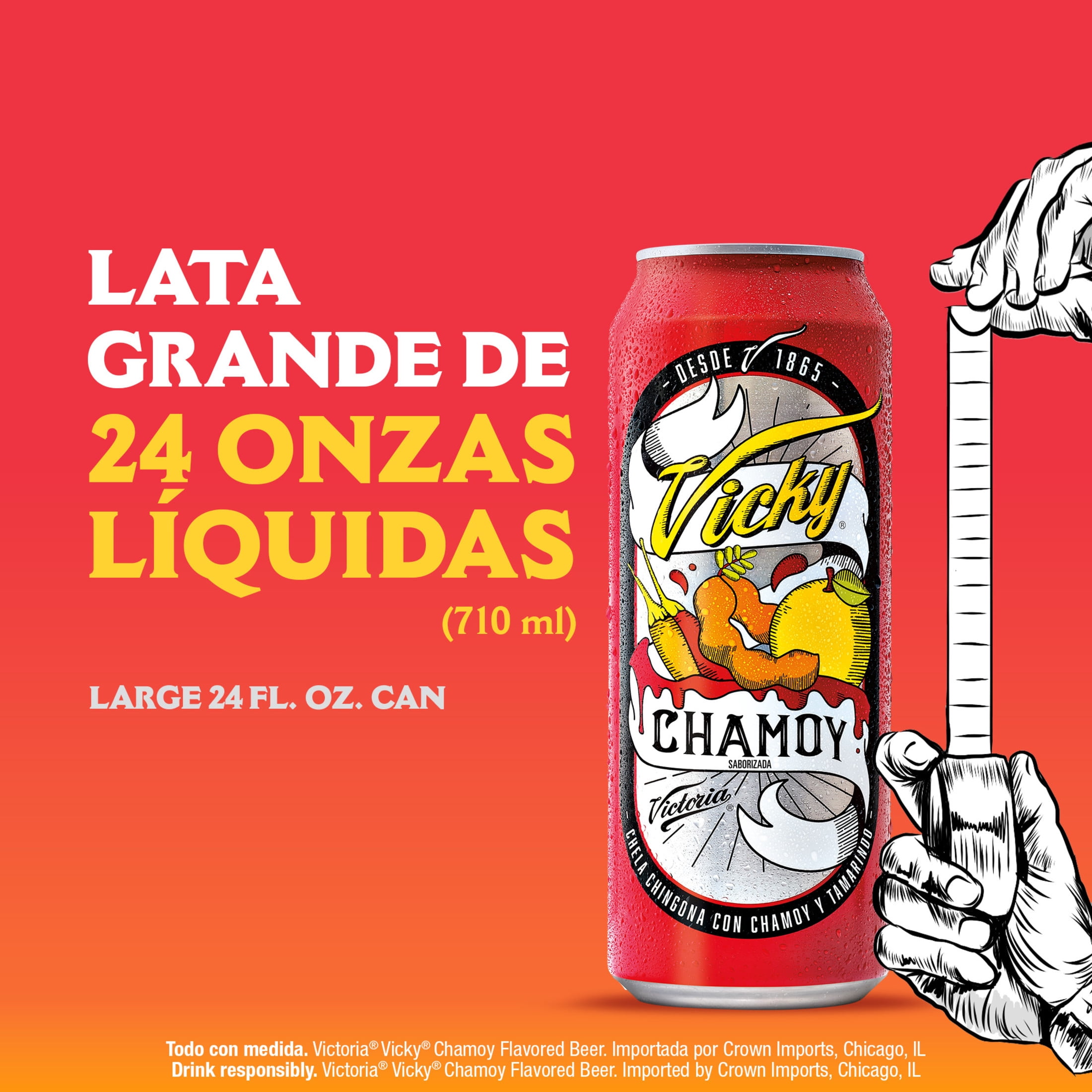 4 pack) Victoria Vicky Chamoy Mexican Flavored Beer, 24 fl. oz