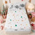 thumbnail image 4 of Manfei Winter Zipper Twin Comforter Sets with Fitted Sheet and 2 Pillowcases Christmas Zipper Bedding Set, Brown Cream, Xmas Reversible, 4 of 7
