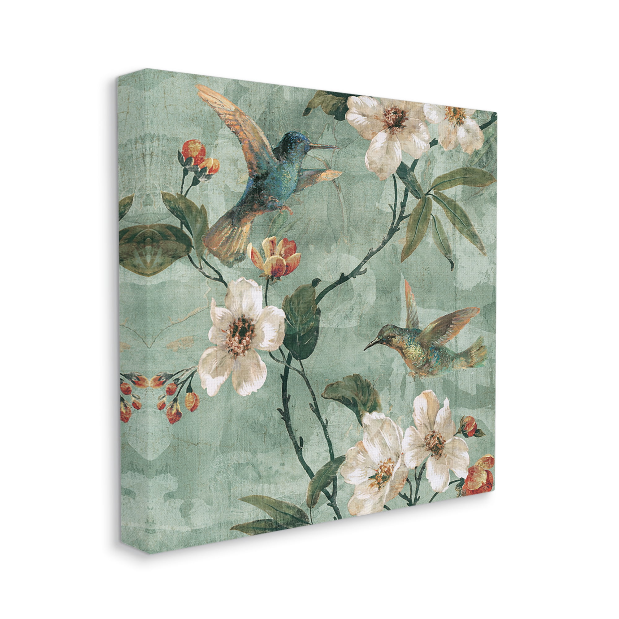 Stupell Industries Apple Blossoms & Birds Botanical & Floral Painting Gallery Wrapped Canvas Art Print Wall Art, 36 x 36