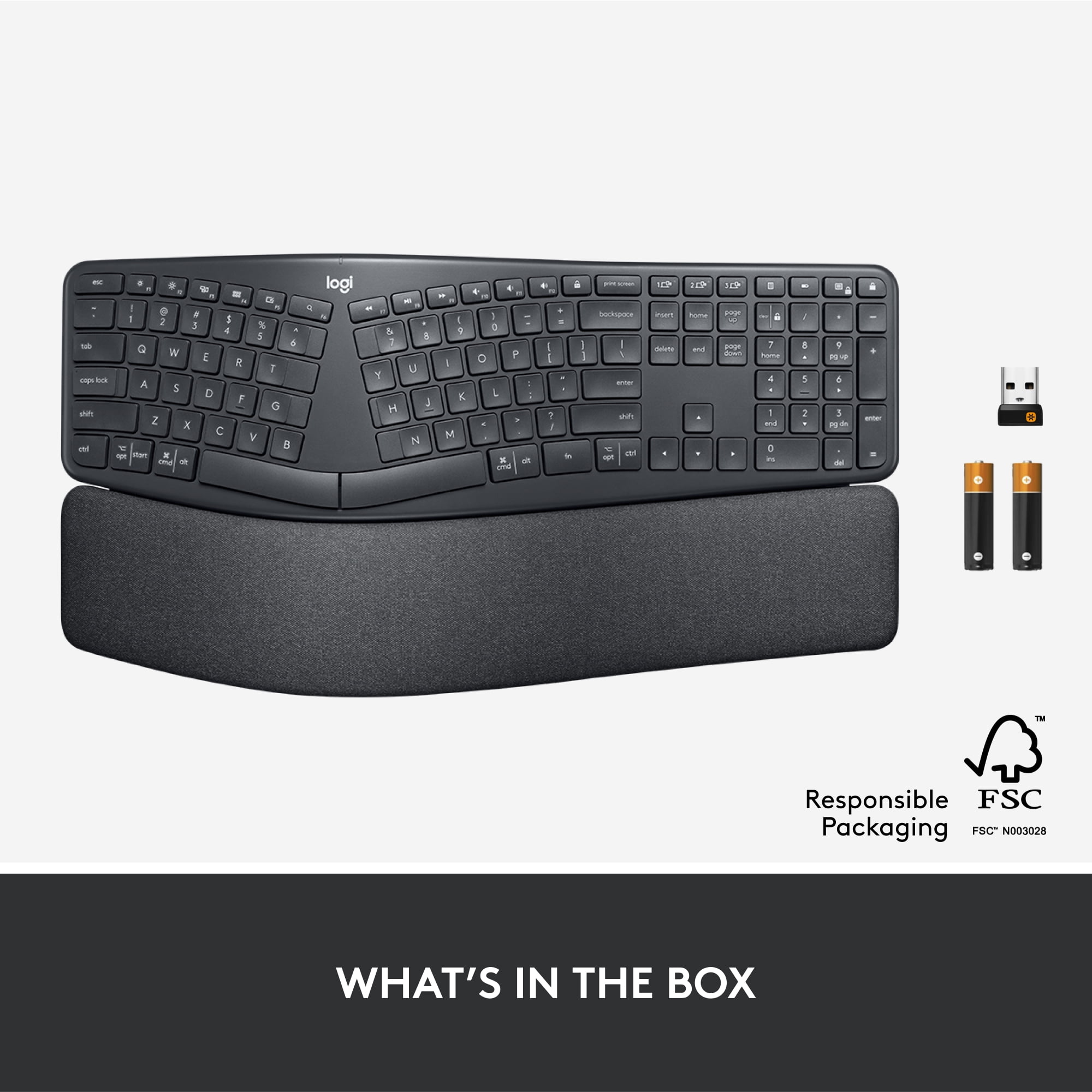 【美品】Logicool ERGO K860 Logitech ERGO K860 Full Size Quiet Wireless Ergonomic