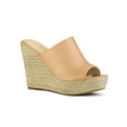 thumbnail image 1 of BLISSFUL STEP Chaussures pour Femmes Talon Compensé Bout Ouvert Espadrilles Mules à Plateforme Nude 7,5, 1 of 7