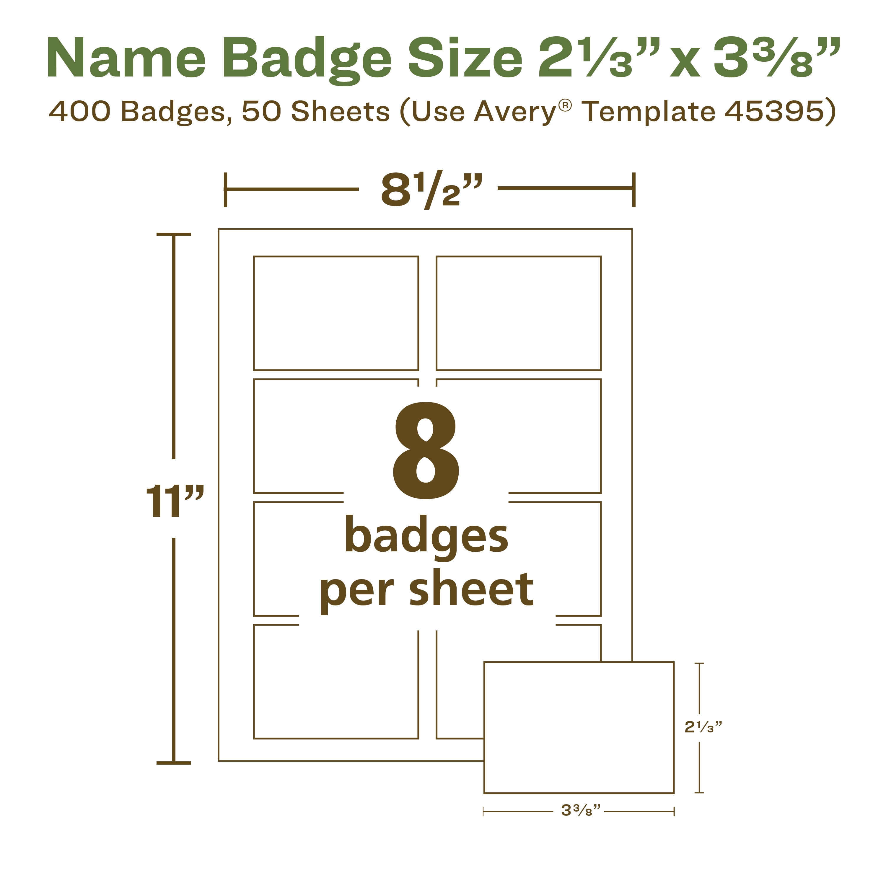Avery EcoFriendly Name Tags, 2-1/3" x 3-3/8", 400ct (45395)