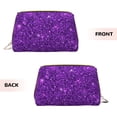 thumbnail image 3 of Naloa Purple Glitter Leather Makeup Bag for Purse Travel, Portable Small Cosmetic Organizer for Women and Girls, Make up Bag with Zipper, 3 of 8