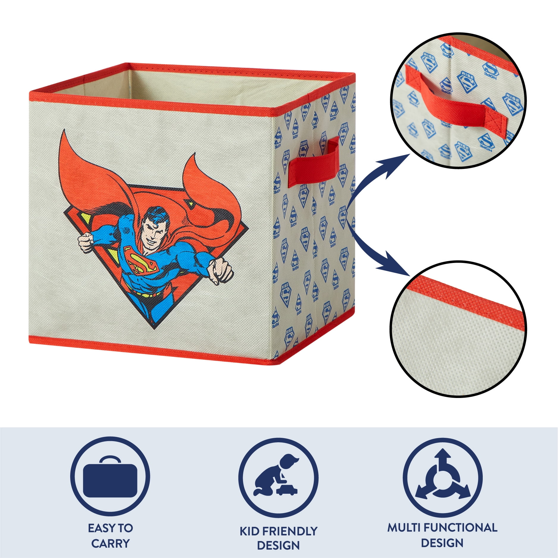 Superman Kids' 4-Pack Toy Storage Cubes, 10" x 10""