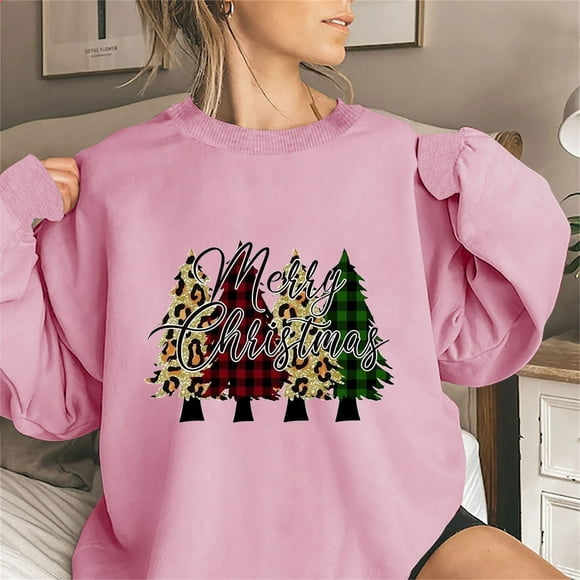 Tetras Sweatshirt for Women,Women's Round Neck Christmas Printed Color Fashion Top,Long Sleeve Top Sweatshirts