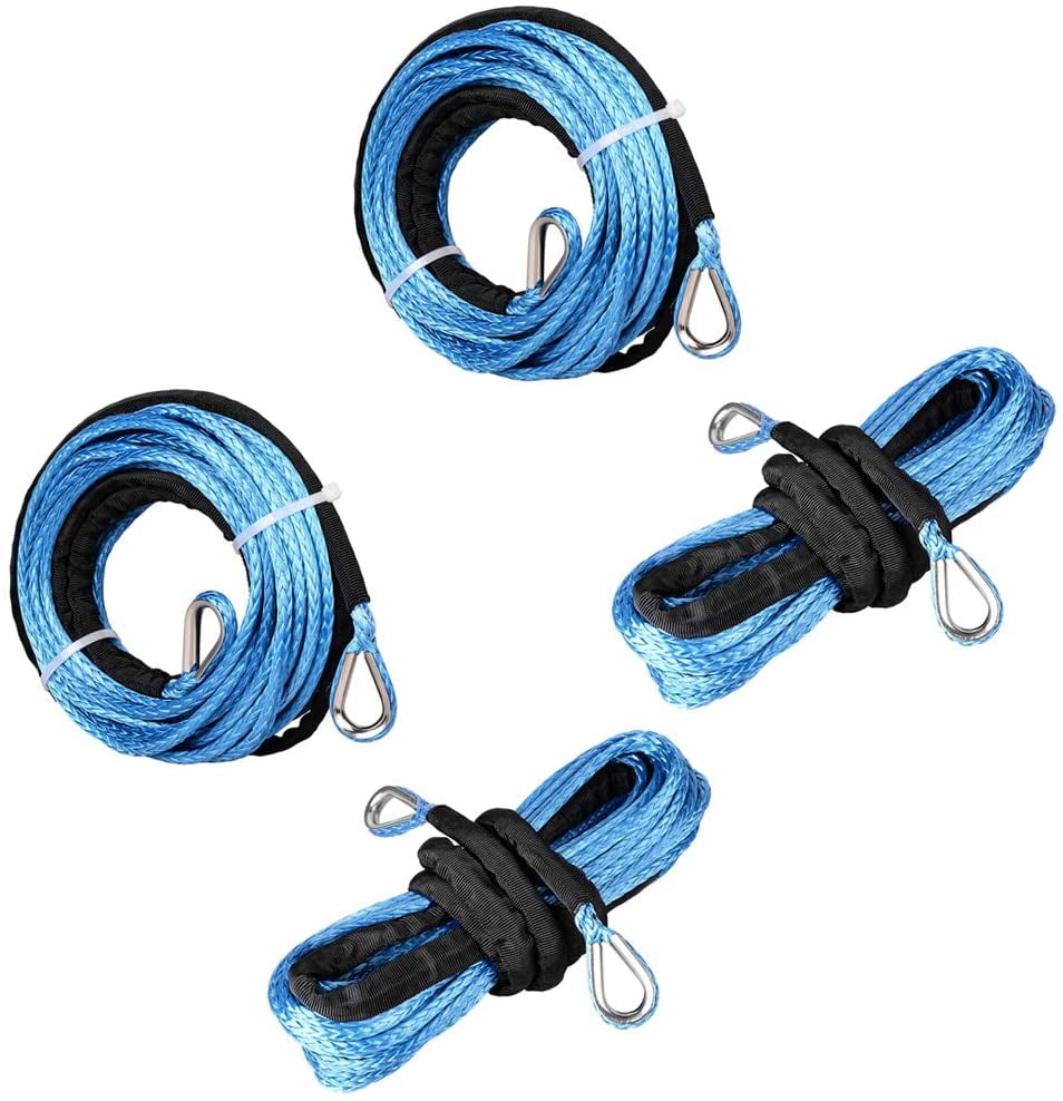 Astra Depot Blue ATV UTV Synthetic Rope Extension 50ft 7500lbs Winch Line Cable with Thimbles 