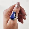 thumbnail image 6 of Coffin Lapis Lazuli Ring, Natural Afghani Lapis Ring, September Birthstone Ring, Womens Ring, Coffin Ring, 925 Sterling Silver, Christmas, Handmade, Statement Jewelry, Coffin Shape Gemstone Ring, 6 of 7