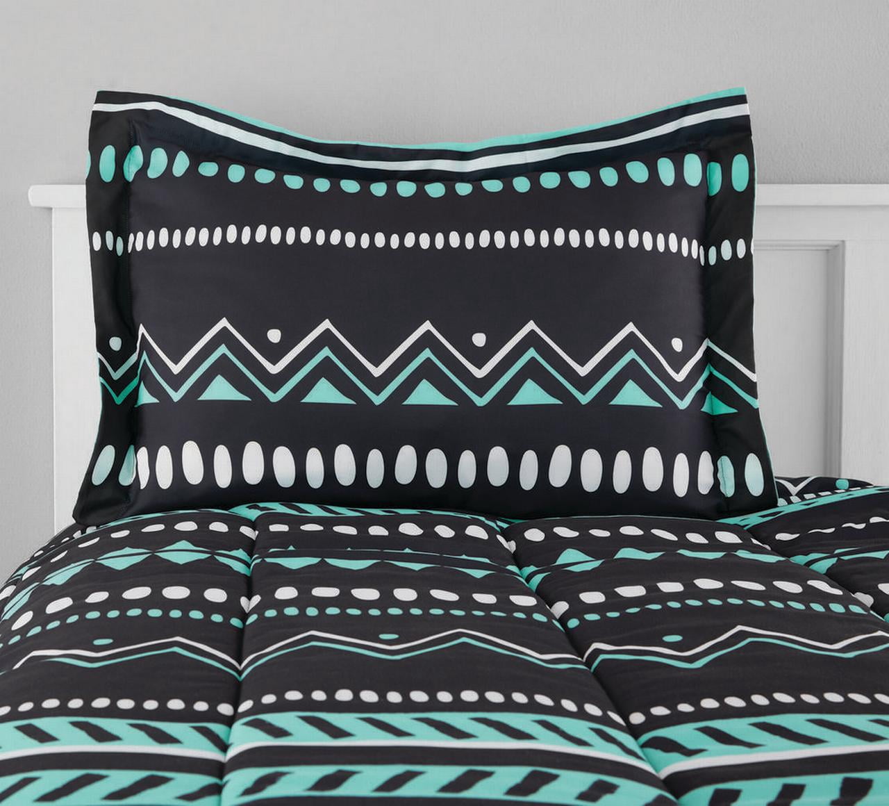 Your Zone Mint Gray Tribal 2 Piece Comforter and Sham Set Twin/XL