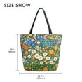 thumbnail image 5 of FORMRS Womens Canvas Tote Bag with Zipper Inner Pocket Shoulder Handbag, Orange Floral Garden, 5 of 7