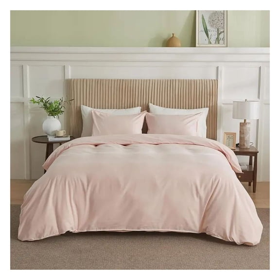 Simply Clean Twin Duvet Cover - 100% Cotton Solid Color - Soft & Breathable Bedding Set - Machine Washable - Grey, Ivory, Navy
