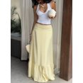 thumbnail image 5 of Womens Yellow Striped Maxi Skirt With Ruffle Hem Casual Flowing Skirt, 5 of 5