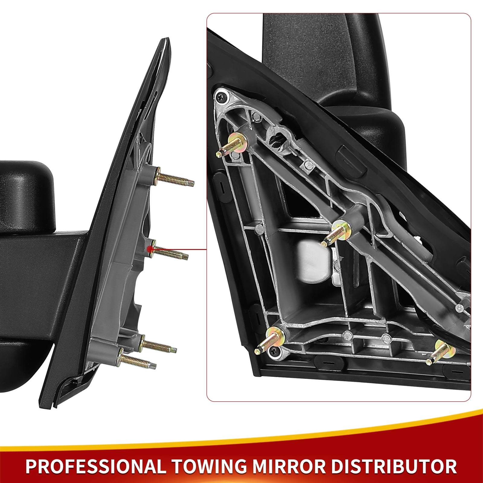 LEDKINGDOMUS Power Heated Towing Mirrors for 2014-2018 Silverado Sierra 1500/2015-2018 2500HD 3500HD, Telescopic Manual Fold, Switchback Turn Signal Running Lights, Plug & Play Installation (Black)