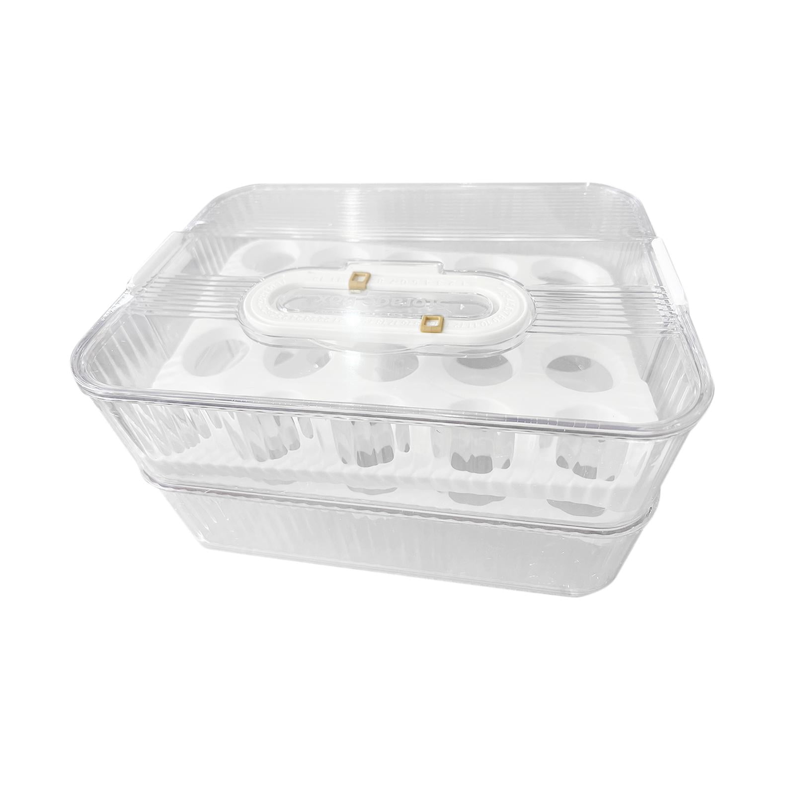 Fiocias Egg Container Freshness Timer Support Stackable Eggs Tray Bins Egg Fresh Storage 2 Layer and Clear