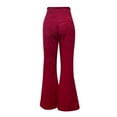 thumbnail image 7 of IDALL Yoga Pants Women Flare Pants for Women Women Clothing Solid Color Mid Waist Slim Micro Bell Bottoms Corduroy Elastic Waist Casual Trousers Wide Leg Pants Woman High Waisted Pants Wine 2XL, 7 of 7
