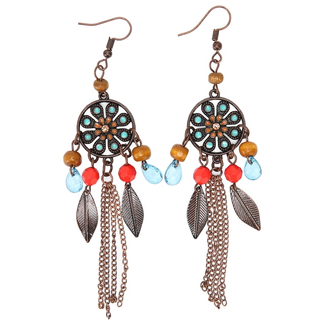 Pendientes Colgantes 2 Uds Pendientes Colgantes Redondos Retro con Borla Pendientes Redondos con Borla Pendientes Elegantes con Forma de Hoja de Imitación Pendientes Colgantes ANGGREK Otros