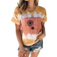 thumbnail image 1 of Gibobby Playera de Manga Corta Casual Suave Blusa de manga corta con estampado de flores y cuello redondo de informal para mujer(Caqui,M), 1 of 4